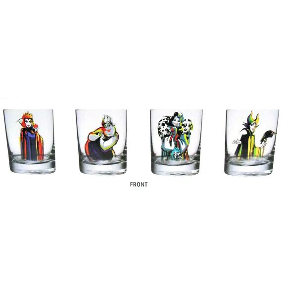 Disney Set (4) VILLAINS ROCKS GLASSES 10oz Cruella Maleficent Evil Queen Ursula! - Picture 3 of 7